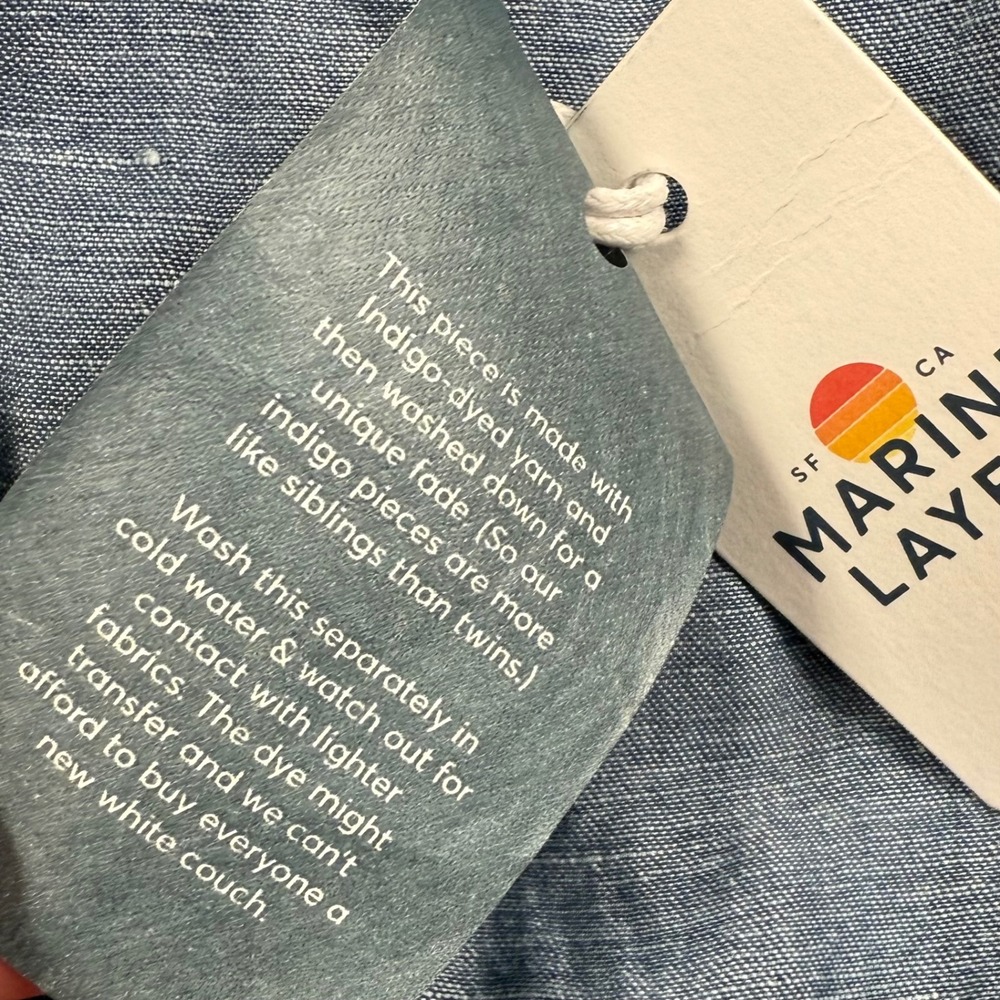 Marine Layer Camila Midi Dress Womens Medium Blue Indigo Linen New - Picture 8 of 12
